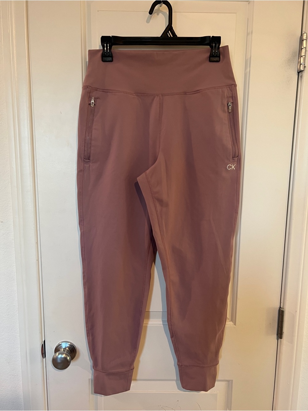 Calvin Klein Mauve High-Waist Zip Pocket legging Joggers Sz L